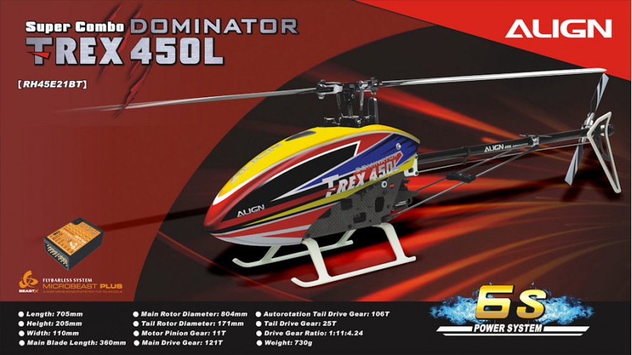 ALIGN T-REX 450L Dominator Super Combo (6S) RH45E21BW