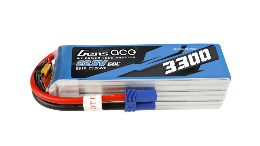 Gens ace 3300mAh 6S 60C 22.2V Lipo Battery Pack (EC5) GEA6S330060E5
