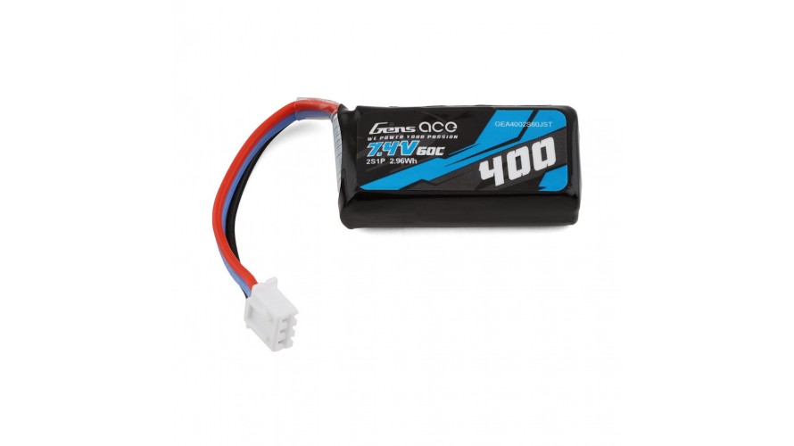 Gens Ace 400mAh 7.4V 60C 2S1P Lipo Battery - JST-XHR Plug GEA4002S60JST